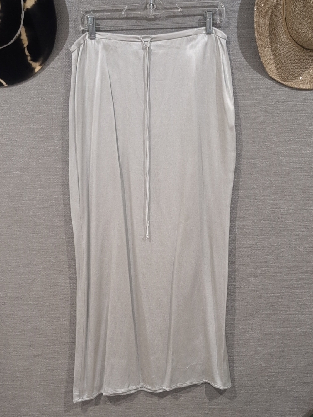 Zara White Satin Drawstring Maxi Skirt